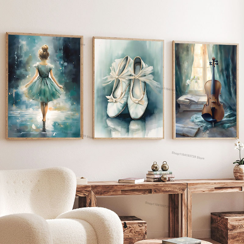 Waterproof Spray Shoe - Aquarell Ballett-Mädchen Schuhe Cello Kinderzimmer Wandkunst