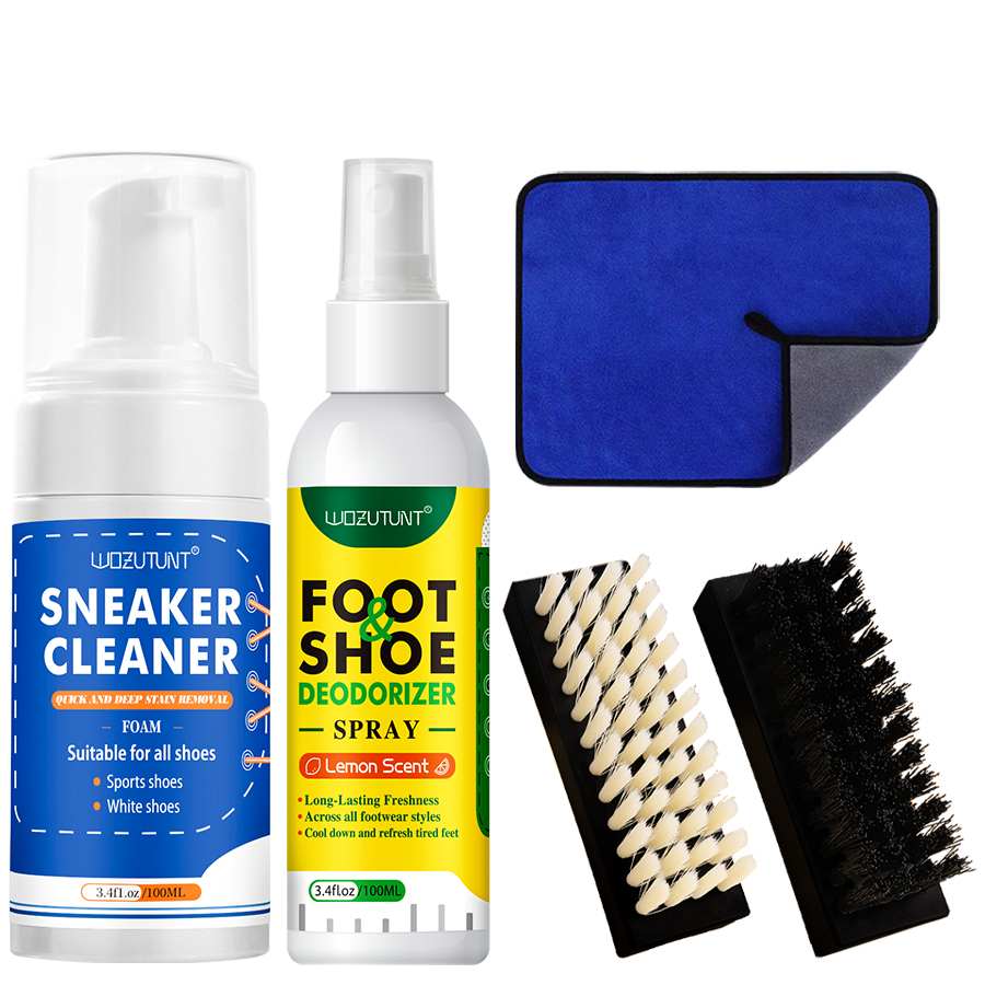 Sneaker Protector Spray - Weißes Schuhreinigungsset, Sneaker-Reinigungsschaum und Fußschuh-Deodorierungsspray zum