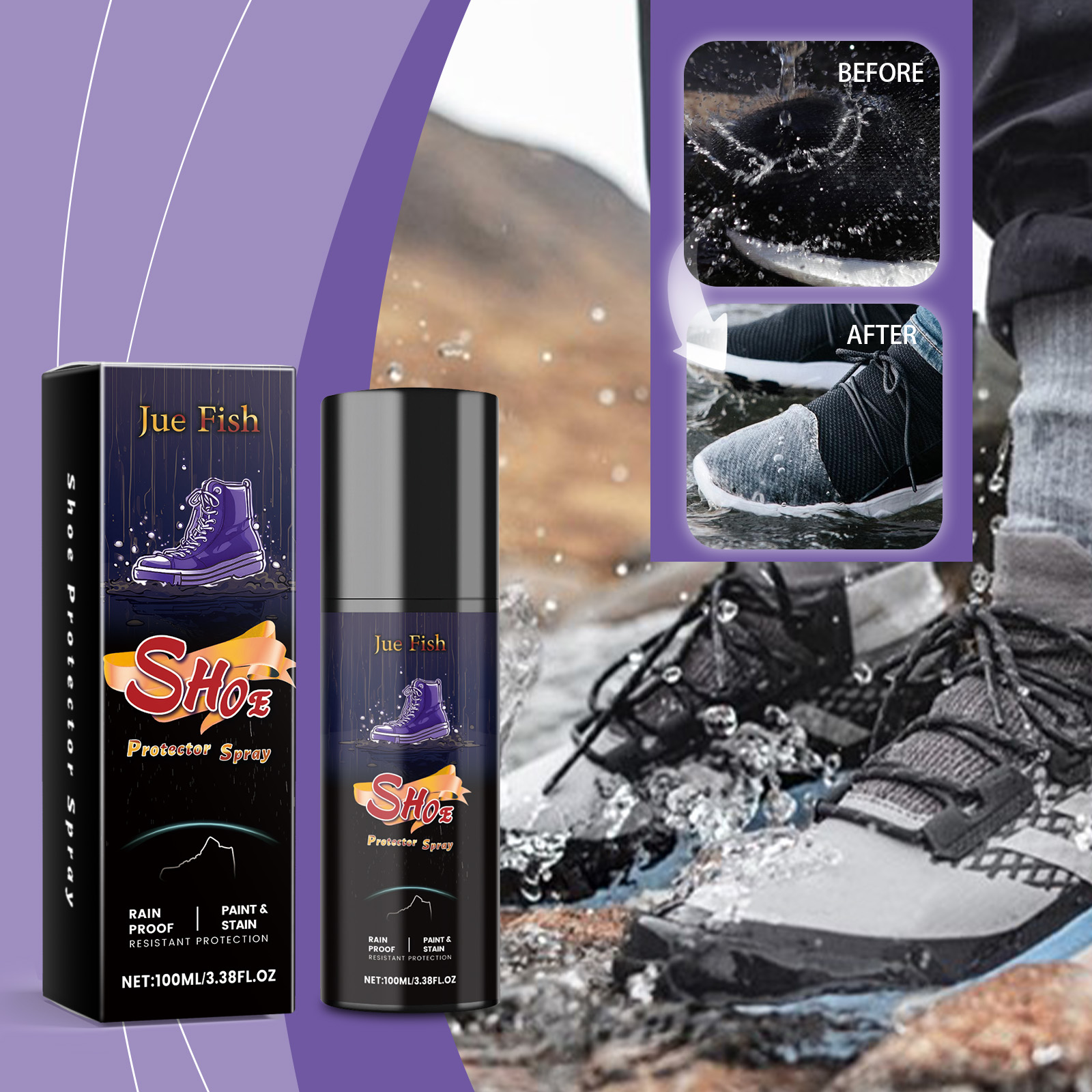 Sneaker Protector Spray - 100 ml Schuh-wasserdichtes Spray, Nano, effizient,